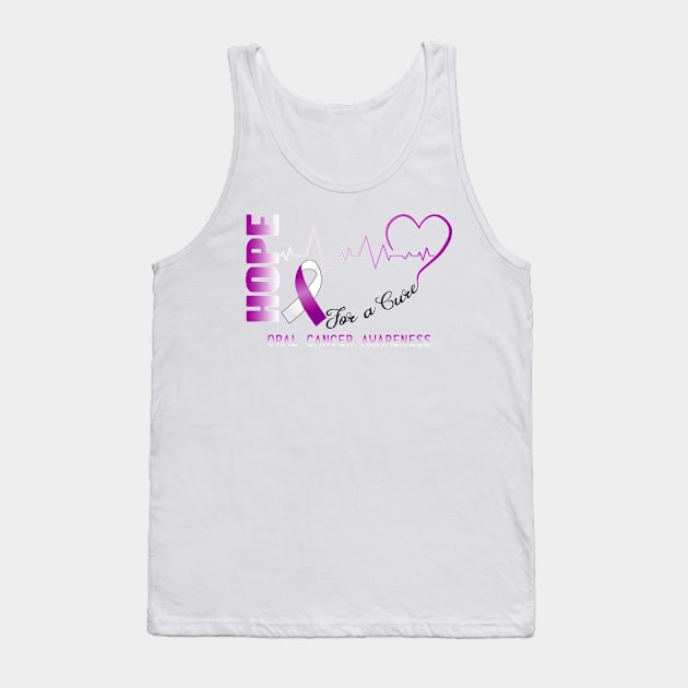 Hope for a Cure Oral Cancer Awareness Support Oral Cancer Warrior Gifts Tank Top by ThePassion99